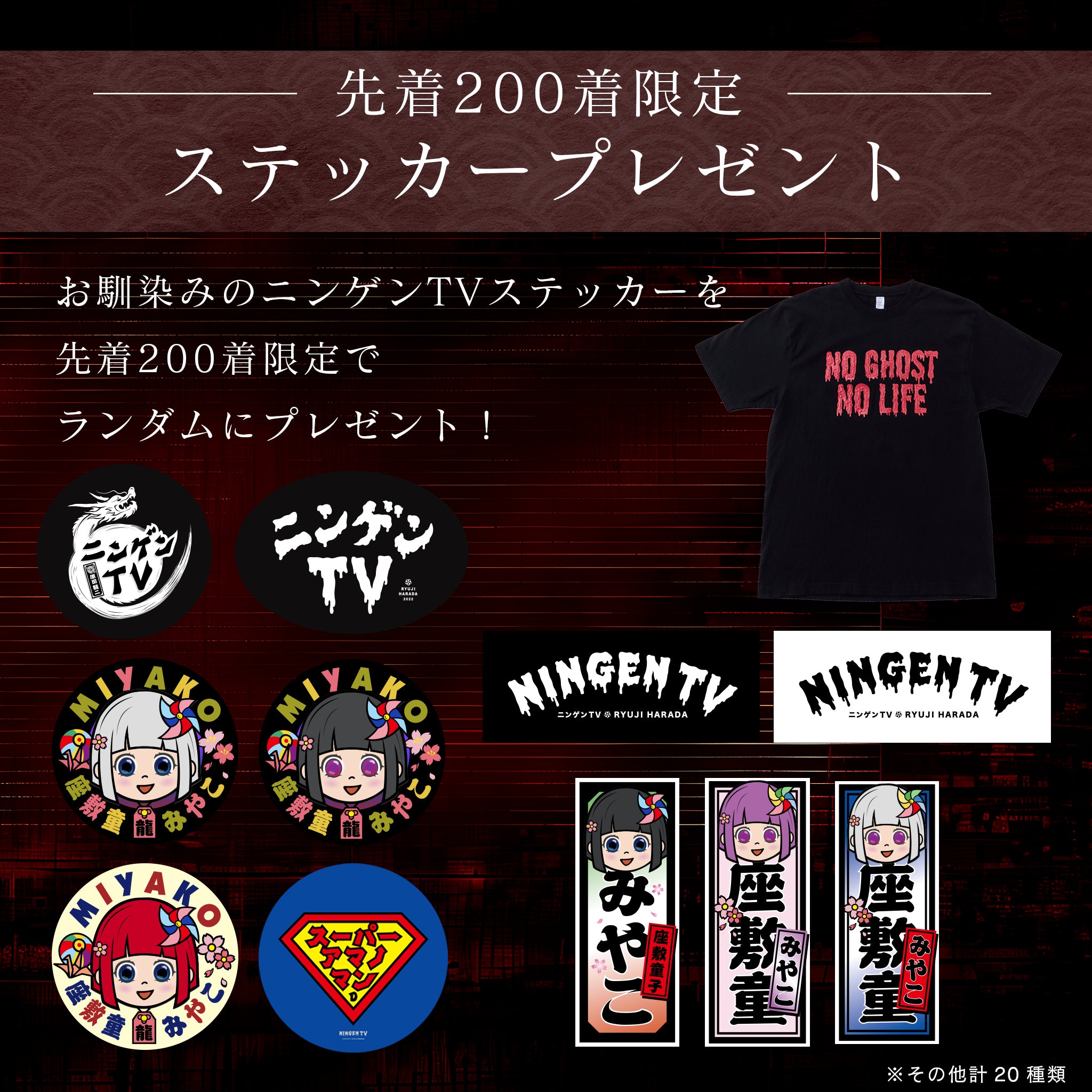 先着200着限定8月お届け】オリジナルステッカー付BLOODY PRINT Tシャツ(黒) – ニンゲンTV